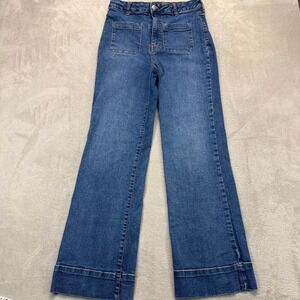 Cambridge Dry Goods Jeans Womens 00 Wide Leg Hi Rise Patch Pocket Sailor Trouser